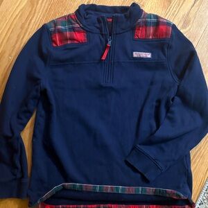 Vineyard Vines Navy Top with Red Plaid Details